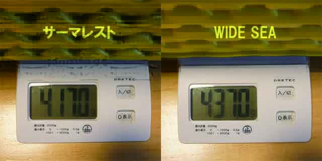 サーマレスト WIDE SEA 重さ比較